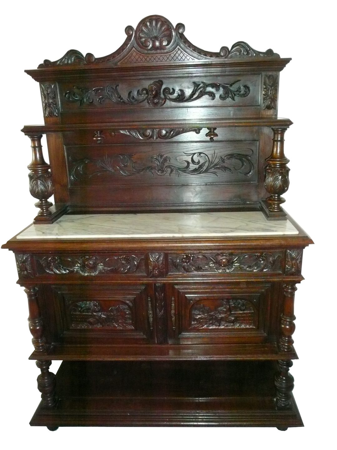 Antique Living Room Set 6 Pieces made of Oak Wood inlcuding a