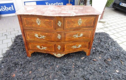 Curved Antique Baroque Chest of Drawers with Marble Top 1780s, Baroque Commode, Antique Commode, Original Baroque, Commode with Marble Top