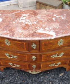 Curved Antique Baroque Chest of Drawers with Marble Top 1780s, Baroque Commode, Antique Commode, Original Baroque, Commode with Marble Top