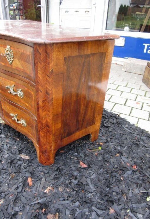 Curved Antique Baroque Chest of Drawers with Marble Top 1780s, Baroque Commode, Antique Commode, Original Baroque, Commode with Marble Top