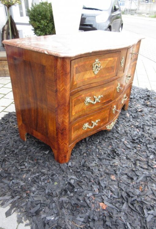 Curved Antique Baroque Chest of Drawers with Marble Top 1780s, Baroque Commode, Antique Commode, Original Baroque, Commode with Marble Top