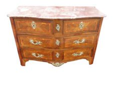 Curved Antique Baroque Chest of Drawers with Marble Top 1780s, Baroque Commode, Antique Commode, Original Baroque, Commode with Marble Top