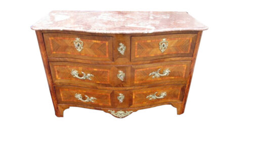 Curved Antique Baroque Chest of Drawers with Marble Top 1780s, Baroque Commode, Antique Commode, Original Baroque, Commode with Marble Top