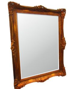 Antique Jugendstil Art Deco Wall Mirror with Wood Carvings in Bronze Gold Color, Jugendstil Mirror, Original Jugendstil, Art Deco Decorations