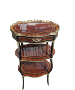 Napoleon III Style Side Table or Etagere Made of Walnut and Palisander, Napoleon Furniture, Brass Ornamentations, Palisander Wood