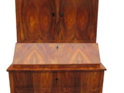 Brown Biedermeier Secretaire with Walnut Veneer, Biedermeier Secretary, Antique Secretary, Original Biedermeier Furniture