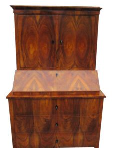 Brown Biedermeier Secretaire with Walnut Veneer, Biedermeier Secretary, Antique Secretary, Original Biedermeier Furniture