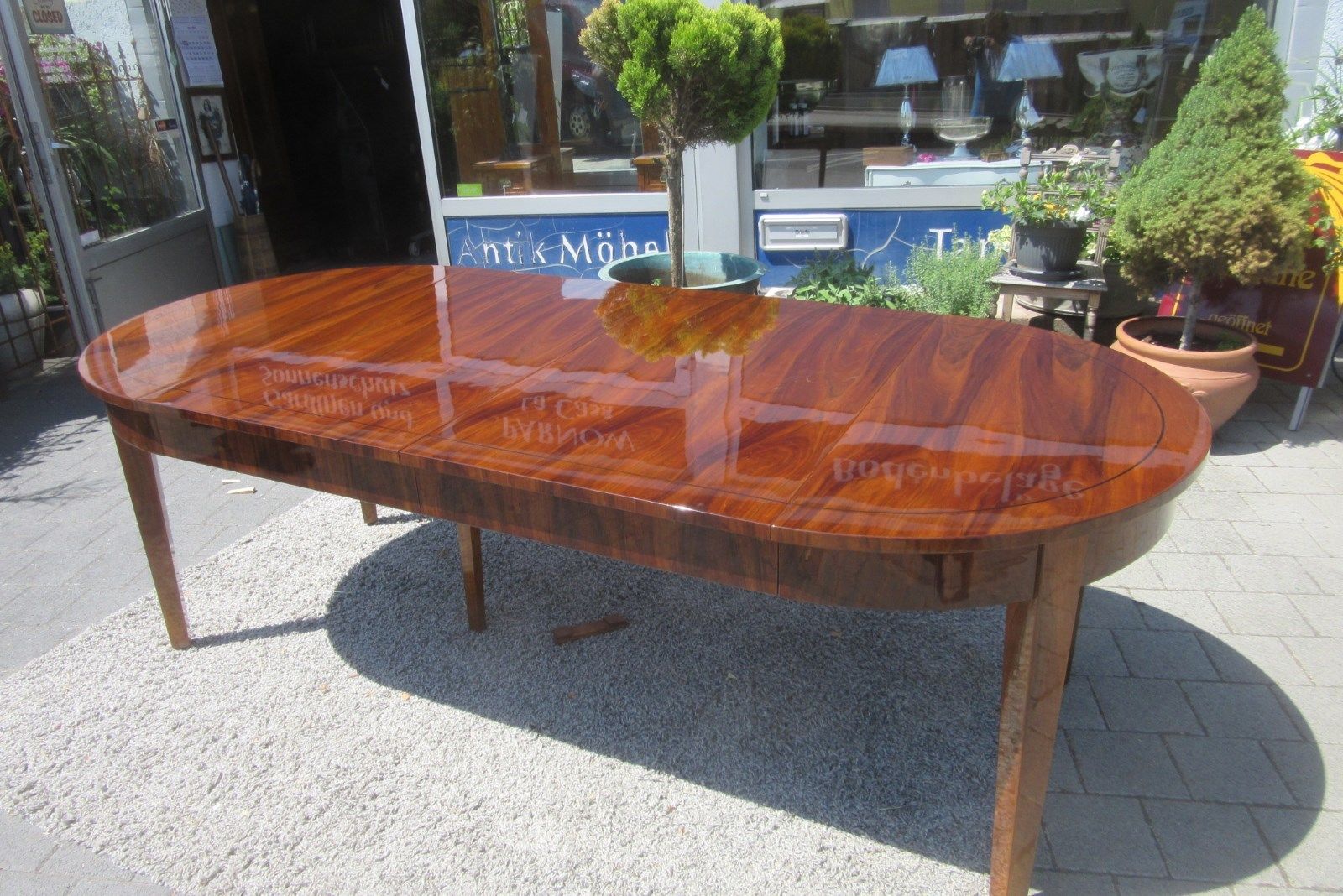 Large Biedermeier Style Dining Table or Conference Table Walnut Wood