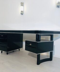 1950s Bauhaus Desk in High Gloss Black, Bauhaus Design, Interior Design, Luxury Furniture, Luxury office furniture, high end desk, mid-century
