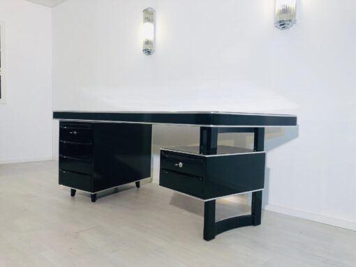 1950s Bauhaus Desk in High Gloss Black, Bauhaus Design, Interior Design, Luxury Furniture, Luxury office furniture, high end desk, mid-century