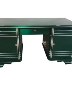 Art Deco Chrome Liner Desk made of Solid Wood, 1920 from France, Art Deco Furniture, Original Art Deco, Art Deco Writing Table, Jaguar Racing Green
