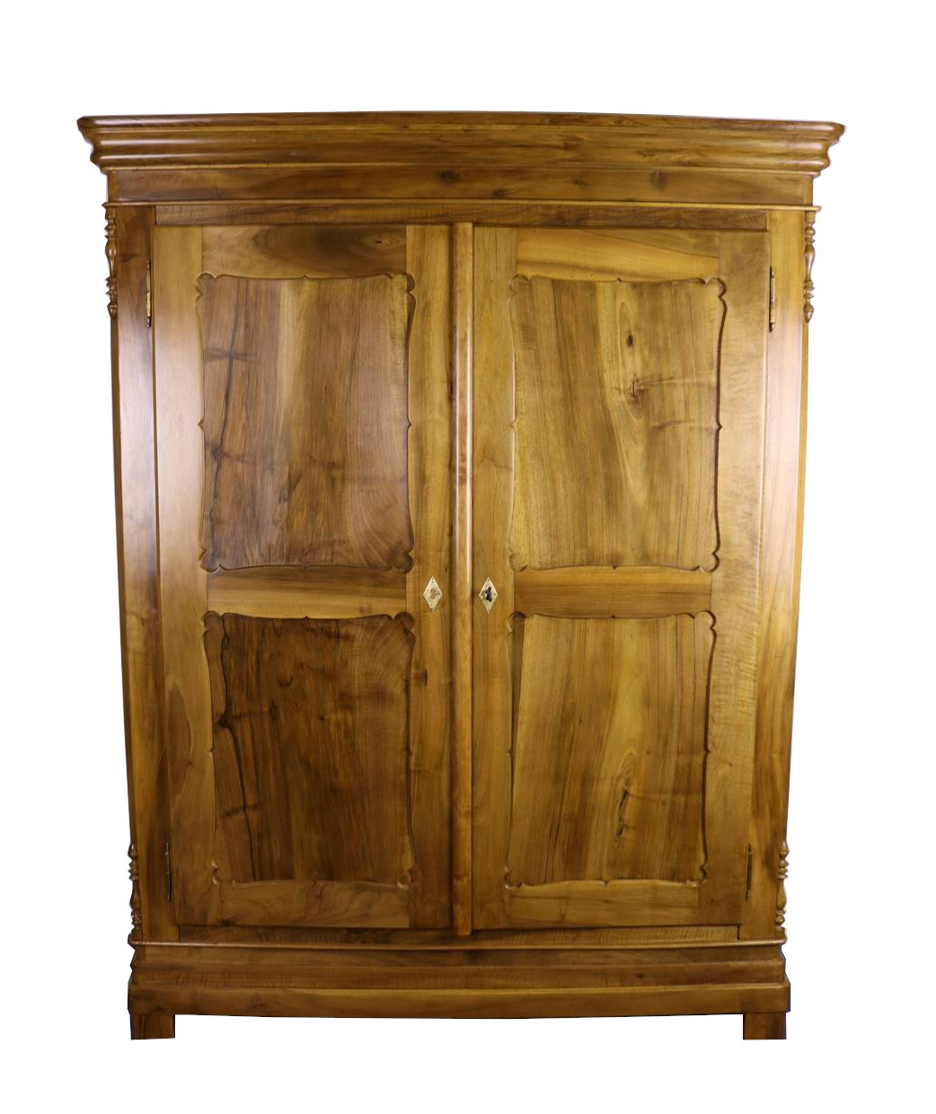 Biedermeier Cabinet With Carved Panel Doors Made Of Walnut Around