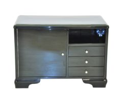 High Gloss Black Art Deco Commode Large Door, Art Deco Furniture, High Gloss Commode, Antique Furniture, Restoration, Luxury Furniture