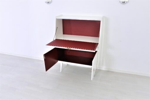 Secretaire white high gloss 1950s chrome details 1