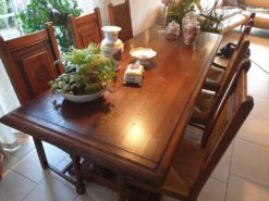 Diningroom-Set Made Of Solid Wood: Table, 6 Chairs And Cabinet
