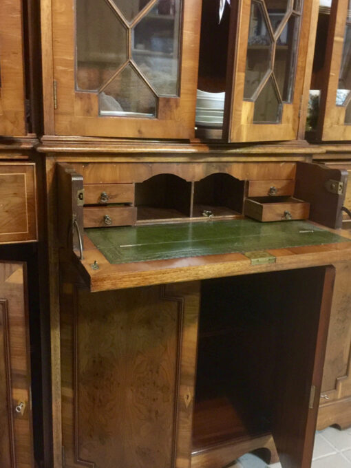 Antique Inlaid Bureau Bookcase Mad Of Yew Tree