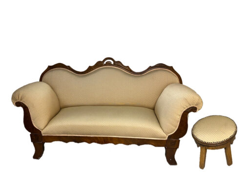 Antique Upholstered Biedermeier Sofa Made Of Solid Wood