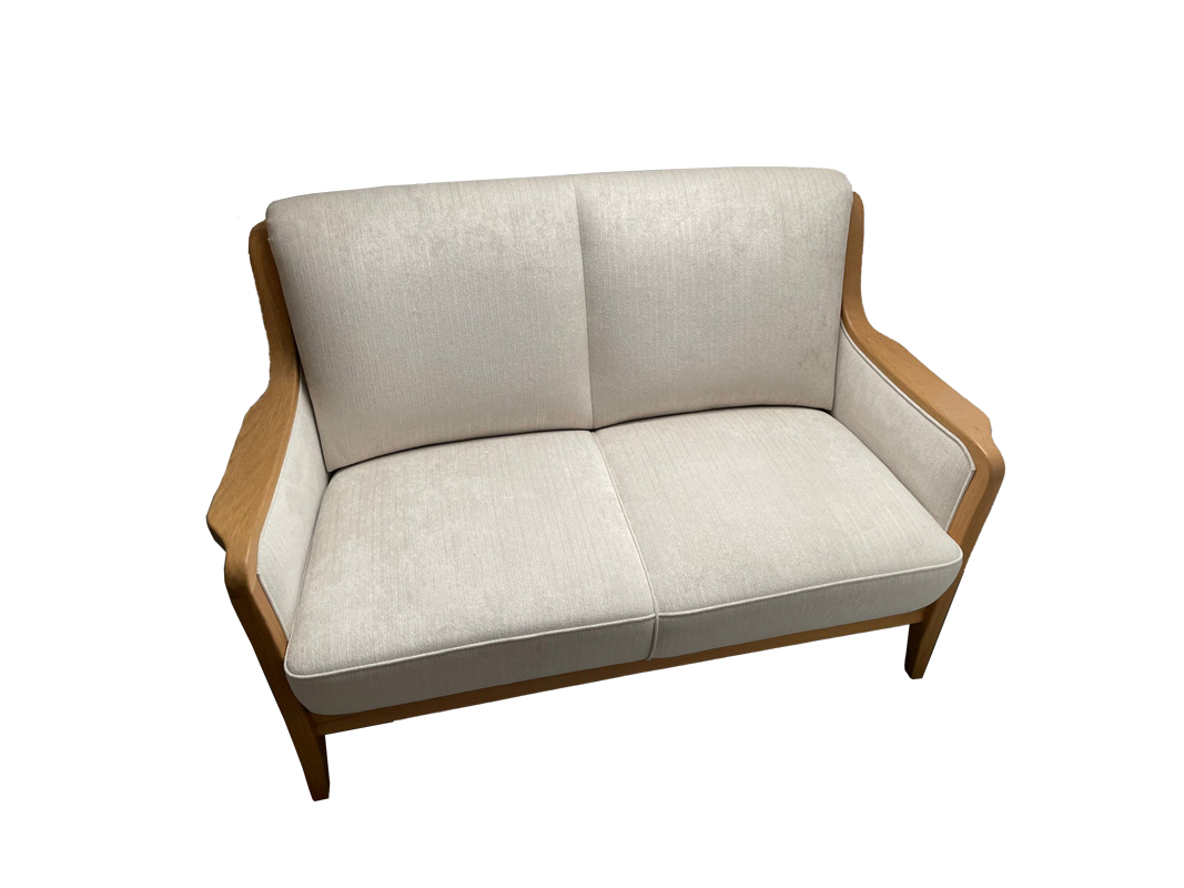 Grey Armchair and 2-Seater-Sofa, Living Room - Original Antique Furniture