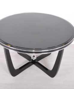 Art Deco Coffee Table, 1930, Restored, Black, Piano Laquer