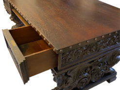 Heavy Antique Wood Desk, Animal Shaped Legs