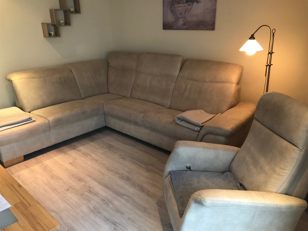Mutton ugyldig Pelmel Grey Corner Sofa & Matching Arm Chair, Living Room - Original Antique  Furniture
