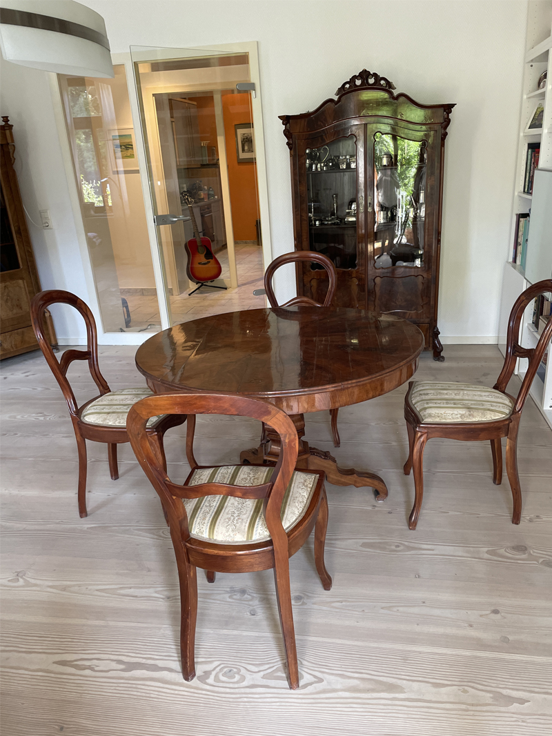 Round Dining Table, 4 Chairs, Louis Philippe, Mahogany - Original Antique  Furniture