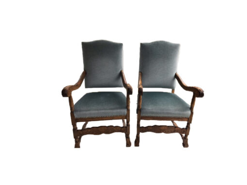 Upholstered Armchair, 2 Pcs. 19th Century, Oakwood