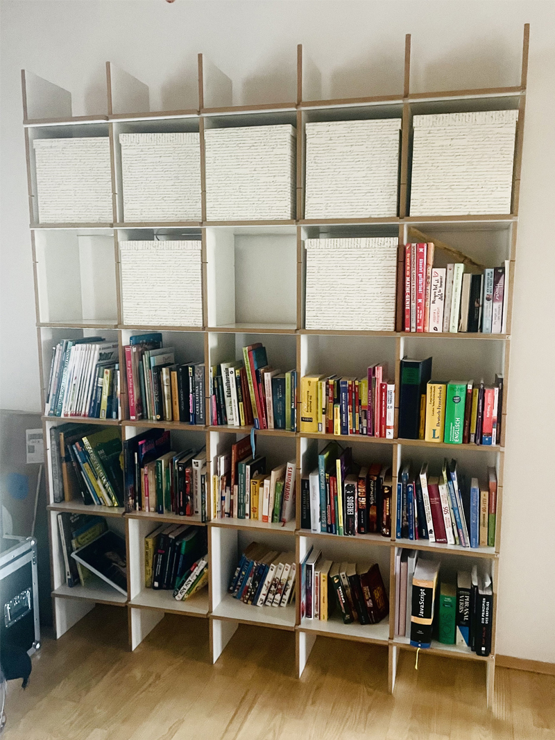 Open Shelves, Quadratical, With Storage-Boxes - Original Antique