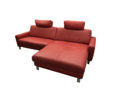 Leather couch corner combination Gallery M Dina thick leather carmine red,