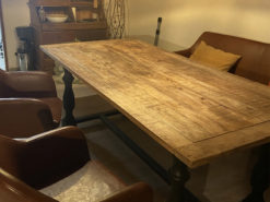 Dining Table, Chairs, Bench, Industrial Style, Wood and Leather