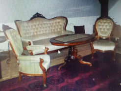 Biedermeier Sofa Suite: 2-Seat-Sofa + 2 Armchairs + Coffee Table