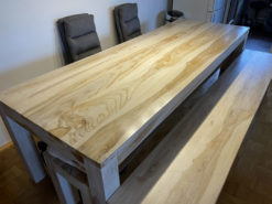 Dininig Table + 2 Benches, Solid Sheesham Wood