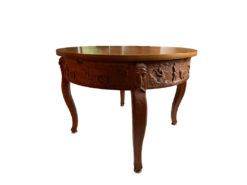 Round Antique Extendable Dining Table, Solid Wood