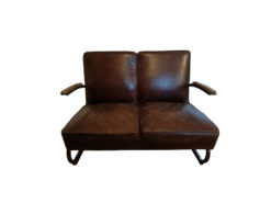 Ledercouch Joe Fendt, Brown Leather, Industrial Style