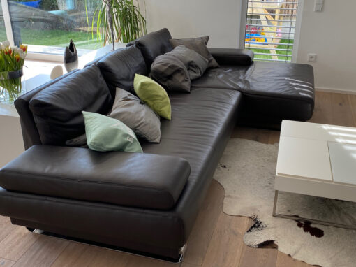 Corner Sofa Black Leather Ewald