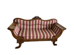 Antique 2.5-Seat-Sofa, Striped Pattern, Solid Wood