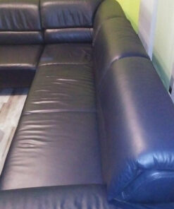 Corner Sofa, Leather, Dark Blue