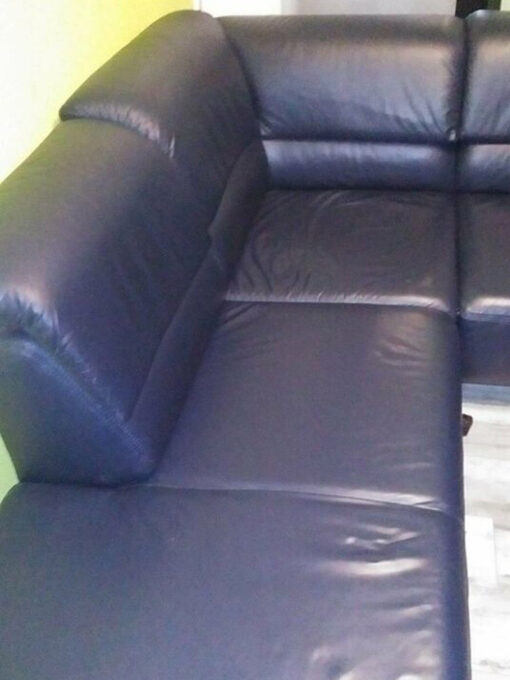 Corner Sofa, Leather, Dark Blue