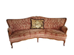 Round Upholstered Sofa, Chippendale-Style, Solid Wood