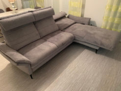 2-Seat-Sofa With Longchair, Silver, Living Room