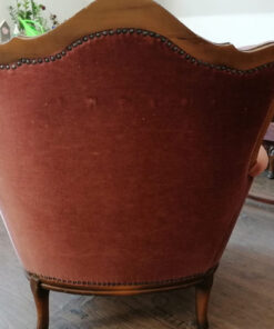 Antique Upholstered Armchair, Red