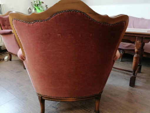 Antique Upholstered Armchair, Red