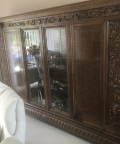 Antique Display Cabinet, Bookcase, Wood Carvings