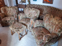 20th Century, Upholstered Sofa Suite: 3-Seat-Sofa + 3 Armchairs + Stool