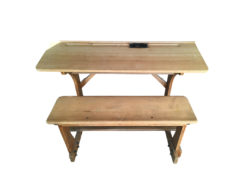 German School Table, School Bench, 1930, Solid Wood