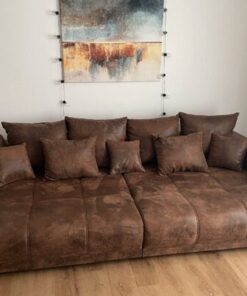 Big Sofa 310x135cm Brown Antique Look with Cushions