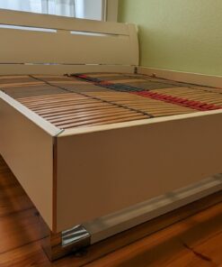 Double bed, 2 bedside tables, white and 2 slatted frames 90x200