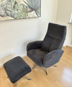 TV-Sessel mit Hocker | Lehne stufenlos verstellbar | Grau