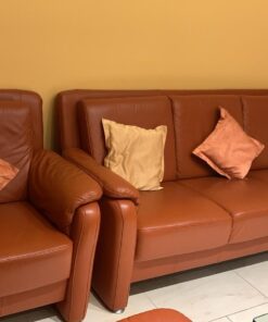 Leder-Couch inklusive Garnituren