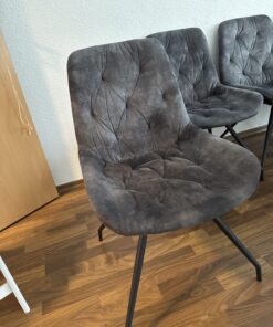 Esstischstuhl samt Grau/Schwarz + Esstisch
